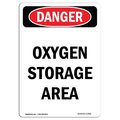 Signmission OSHA Danger Sign, Portrait Oxygen Storage Area, 10in X 7in Aluminum, 7" W, 10" L, Portrait OS-DS-A-710-V-1851